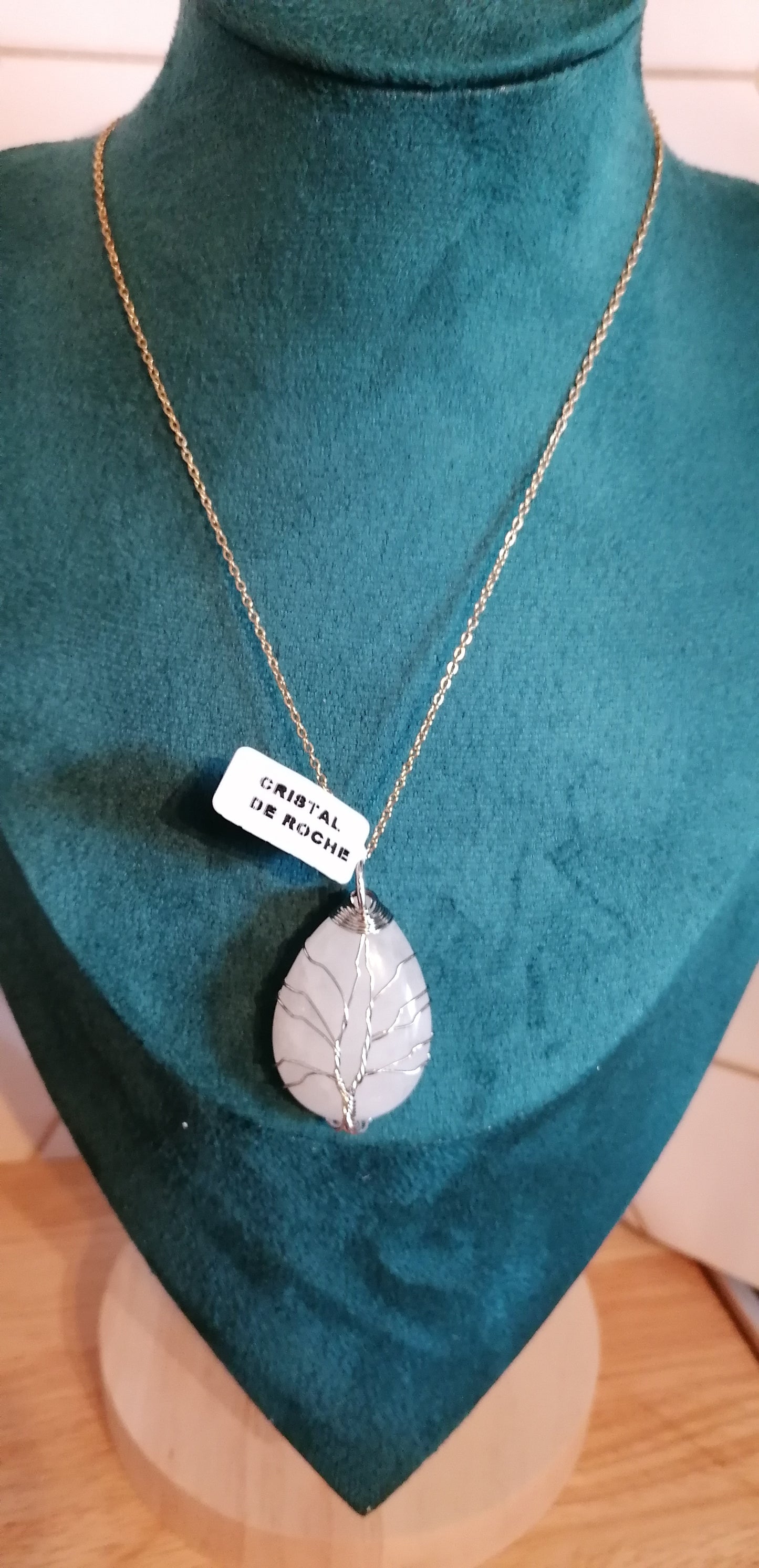 Pendentif arbre de vie en forme de goutte argenté